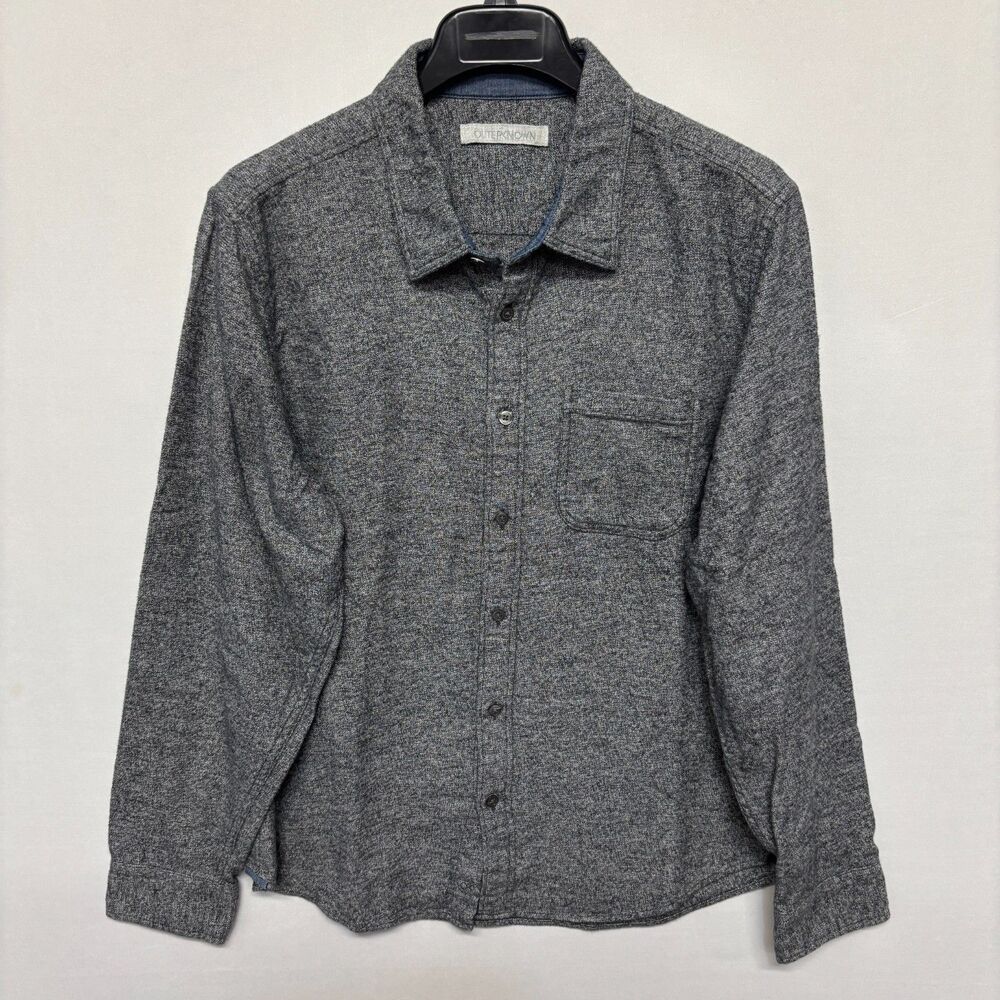 Outerknown Men Thick Blanket Flannel Shirt Overshirt Size Large Gray C138 -21